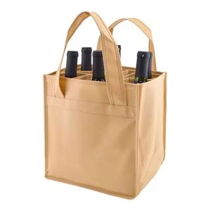 Vente en gros Emballage à provisions durable en tissu non tissé 100% recyclé écologique imprimé personnalisé en vrac Lettre fourre-tout pour vin de 6 bouteilles - Product Image 1