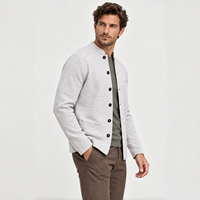 Herren Woll-Kaschmir-Mischung Strickjacke im Old Money Stil Langarm Gestrickter Mantel Business Casual Büro Reise