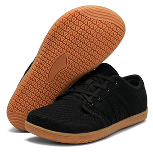 Chaussures de marche unisexes en cuir et maille à semelle souple et zéro dénivelé pour hommes et femmes, avec design à bout large - Product Image 5