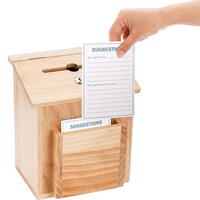 Boîte à suggestions en bois boîte de vote en pin naturel avec couvercle de charnière de verrouillage adapté à la table ou à la tenture murale