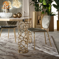 Ensemble de table et de chaises de salle à manger carrée de luxe moderne avec plateau en pierre naturelle et pieds en acier inoxydable pour la maison, meubles de villa