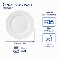 Assiette plate à bords larges en plastique empilable, incassable, résistante au lave-vaisselle et au micro-ondes, écologique Hengyuan, 7 pouces, pour la restauration