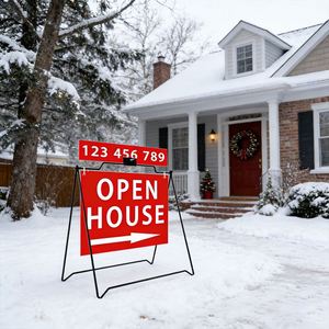Letrero Tipo A <span class=keywords><strong>para</strong></span> Open House, Soporte de Aluminio con Estilo de Bandera y Impresión Digital <span class=keywords><strong>para</strong></span> Agentes Inmobiliarios - Product Image 1