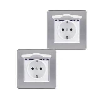 High quality white mantel brushed panel EU Standard Class 86 Type German Electric Wall Switch Socket with dust cover