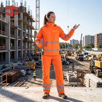 Combinaison de sécurité haute visibilité JIADE, extensible dans 4 directions, veste à capuche pour femme et pantalon à revers en forme de sabot de cheval pour les travaux de topographie et les inspections sur le terrain