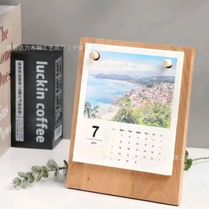 ปฏิทินตั้งโต๊ะไม้ DIY ภาพวิวทิวทัศน์ ไม้เนื้อแข็ง สไตล์มินิมอล รูปทรงสี่เหลี่ยมผืนผ้า สำหรับจัดการเวลา ของตกแต่งโต๊ะทำงาน - Product Image 2