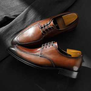 Chaussures Oxford carrées pour hommes en cuir véritable de luxe haut de gamme, semelle en caoutchouc antidérapante, massage, désodorisation - Product Image 5