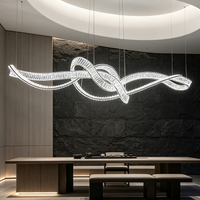 Lustre en cristal italien de luxe léger, suspension artistique haut de gamme pour table à manger de villa, îlot de cuisine et bar
