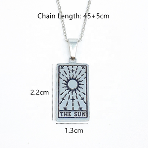 Colgante collar con chapado en oro para mujer, Arcania, horóscopo, tarjeta de Tarot, acero inoxidable, joyería Vintage - Product Image 5