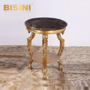 Table <span class=keywords><strong>console</strong></span> en résine dorée européenne avec base <span class=keywords><strong>baroque</strong></span> sculptée à la main et plateau incrusté, centre de table de luxe pour hall d'entrée de villa ou de manoir - Product Image 2