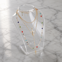 Collier pendentif croix gothique, collier ras du cou à franges multicouches pour femmes, style grunge audacieux
