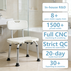 Chaise de douche en alliage d'aluminium Simplywalk 100 kg, type U, pour personnes handicapées, équipement de réadaptation à long terme, fournisseur UKCA - Product Image 1