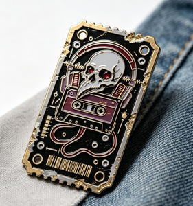 Pin's en émail en métal, motif crâne et cassette audio, pour rave, convention, objet de collection, cadeau - Product Image 4