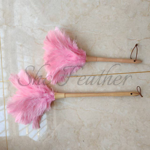 <span class=keywords><strong>Plumeau</strong></span> d'autruche <span class=keywords><strong>rose</strong></span> de style boutique avec motif teint à effet antistatique et manche en bois massif - Product Image 3