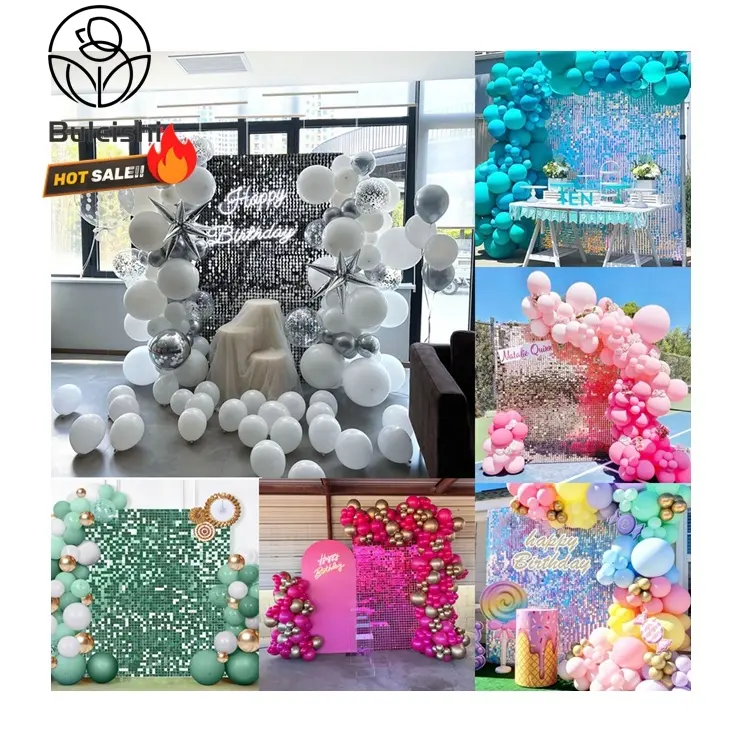 Painel de parede para decoração de aniversário, decoração de parede com balões dourados, rosa, azul e prateados, decoração para festas e eventos