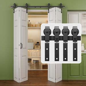 WEKIS Kit de Herrajes Modernos para Puertas Plegables Dobles de Exterior, Nuevo Diseño, Ruedas Plegables de Vidrio para Dormitorio y Cocina - Product Image 1