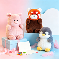 Peluche personnalisée de la série Lazy : Cochon, Renard, Raton laveur, Pingouin – Cadeau pour enfants