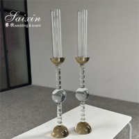 Hoher Hochzeitstisch-Dekorations-Kerzenständer Champagner-Kristallkugel-Kerzenhalter