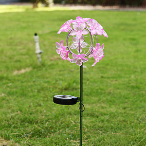 Solar Garden <b>Light</b> Iron Art Hydrangea Flower <b>Led</b> Solar Powered Outdoor Yard Decor Water Resistant Free Standing - Product Image 3