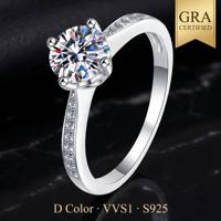 Bague en argent sterling 925 avec moissanite 2CT 3CT, couleur D, VVS1, bande hexagonale, vente en gros