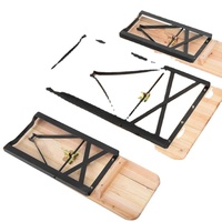 Ensemble de 3 tables pliantes en bois massif modernes avec structure en métal pour l'extérieur, le patio, le jardin, les pique-niques CNLF