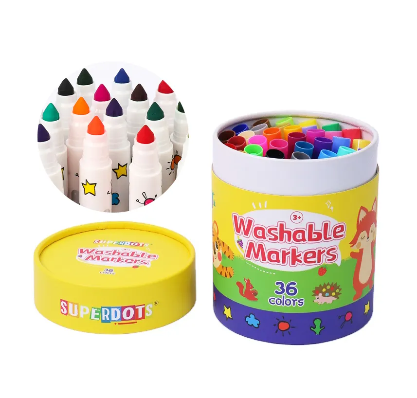 Washable Water Color Pens 12/24/36 colors Kids Drawing set Water Based Ink Non Toxic Art Markers