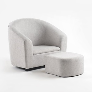 Silla de club de acento Boucle tapizada de madera modular moderna con otomana para sala de estar, hogar, oficina y baño - Product Image 1