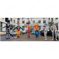 Marionnette gonflable professionnelle en forme de lézard, géante, mobile, avec 3 poteaux de commande, pour défilés, ballons publicitaires et mascotte.