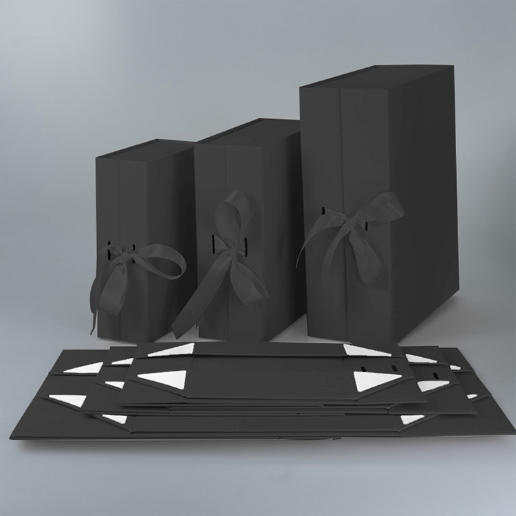 Custom Printing Luxury Rigid Folding Black Paper Packaging Magnet Closure Lid Cardboard Foldable Magnetic Gift Boxes With logo