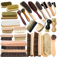 Brosse de nettoyage de chaussures LGL LGL-DZ001 à manche en bois personnalisable, poils personnalisables (doux/raides), conception portative, entretien industriel sur mesure