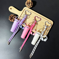 Porte-clés mini-rouge à lèvres en plastique avec cordon, joli pendentif pour écouteurs, tube de rangement portable et étanche pour baume à lèvres pour femmes