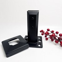Base de fixation en acier inoxydable 316 noir mat pour balcon extérieur, avec section conique texturée, patte de fixation de 10 mm et fente pour verre