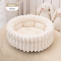 Nouveau lit pour animaux de compagnie en fausse fourrure épaisse pour l'hiver, rond, petit, pour chiens et chats, lavable en machine, antidérapant, chaud