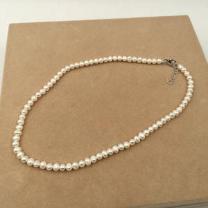 15 אינץ/16 אינץ/18 אינץ טבע ליד עגול מים מתוקים פרל קולר שרשרת, נחמד אבזם-רודיום ציפוי, 5 mm פרל - Product Image 1