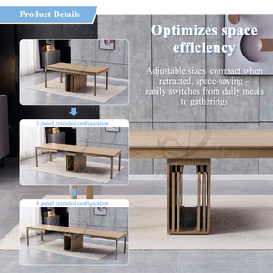 Table à manger en MDF, best-seller, style minimaliste, bords arrondis, extensible, en bois, pour restaurants et projets hôteliers - Product Image 2
