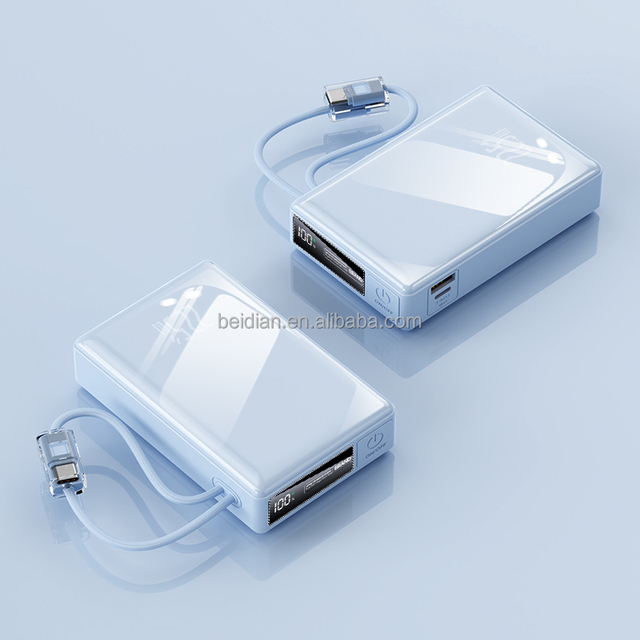 20000mAh High Capacity Portable Power Bank 22.5W Fast Charge Built-in Cables LED Display Travel Outdoor Emergency Portable Power