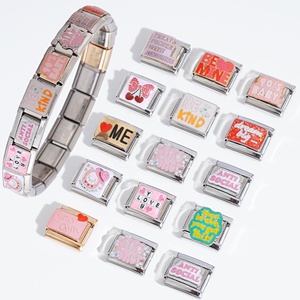 Pulsera de Charms Italianos de Alta Calidad en Acero Inoxidable, Colorida y Popular con Palabras - Product Image 1