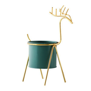 Vase minimaliste nordique Xin Xinyi en céramique, pot hydroponique avec support en métal plaqué or, pot à fleurs moderne pour plantes vertes d'intérieur - Product Image 5