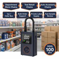 Gonfleur de pneus numérique à marque privée pour les grands magasins, emballage complet prêt à la vente, pompe à air portable pour véhicules