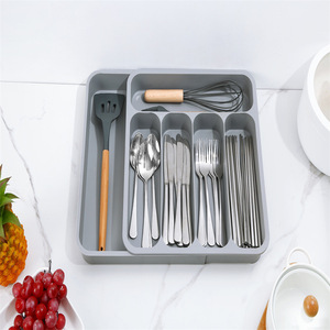 Couverts Plateau De Rangement Couteau Bloc Titulaire Vaisselle Organisateur Cuillère Fourchette Boîte De Séparation Cuisine Tiroir En <span class=keywords><strong>Plastique</strong></span> Conteneur Armoire - Product Image 5
