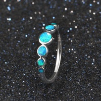 Bague de fiançailles en argent sterling 925 avec opale bleue, faite à la main, plaquée rhodium, sertie pavé, tendance, certifiée CMA, pour fête et mariage