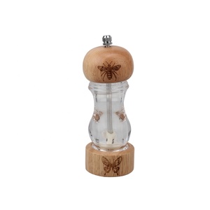 Juego manual de molinillo de sal y pimienta con cuerpo de madera y vidrio - Product Image 5
