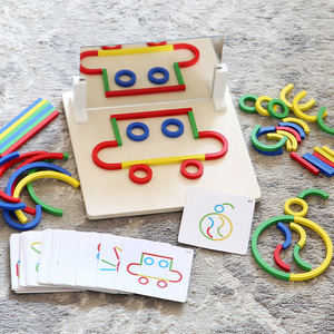 Rompecabezas Creativos, Juguetes Educativos de Madera, Coloridos, Entrenamiento de Pensamiento, Barras de Combinación de Formas, Juguetes de Aprendizaje - Product Image 3