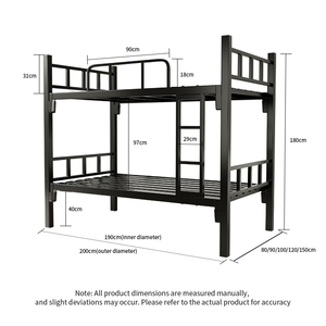 Modern Bunk <b>Bed</b> Wood Grain Ladder Handrail Iron Keel <b>Frame</b> Screwless Snap-Lock Wire Mesh <b>Platform</b> Full Size 10-Year - Product Image 2