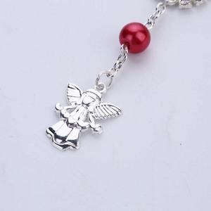 Venta caliente Favor DE BODA religioso Bebé Bautismo Cruz Rosario Ángel Corazón 8mm Perla de cristal Rosario Pulsera - Product Image 6