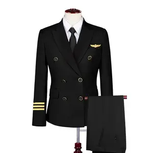 custom ladies formal blazer jacket shirt pants 3 piece sets airline Uniform business suits