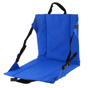 Chaise pliante à dossier bleu avec coussin double, pour plage, extérieur, stade et loisirs - Product Image 1