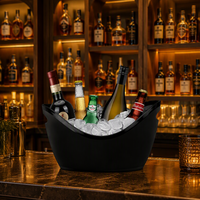 Seau à glace en plastique double couche de 8 litres, réutilisable, isotherme, pour les banquets de mariage, avec logo personnalisé
