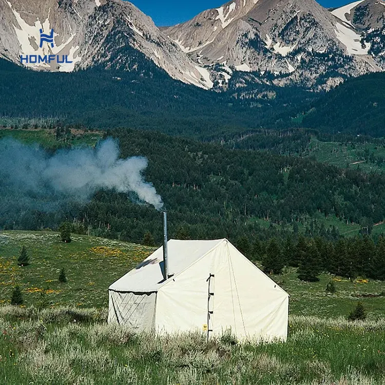 Oem tenda de parede de algodão glamping, luxuosa, à prova d'água, 12 'x 14' para acampamento ao ar livre