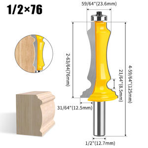 1/2 "および12mmおよび8mmシャンクダブルフルーテットルータービット窓用ケースベースボードキックラインカッターハイプロファイルアームレストナイフ - Product Image 2